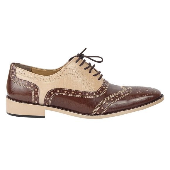 LIBERTYZENO Men's Brown Beige Lace-Up Shoes - Picture 4 of 7